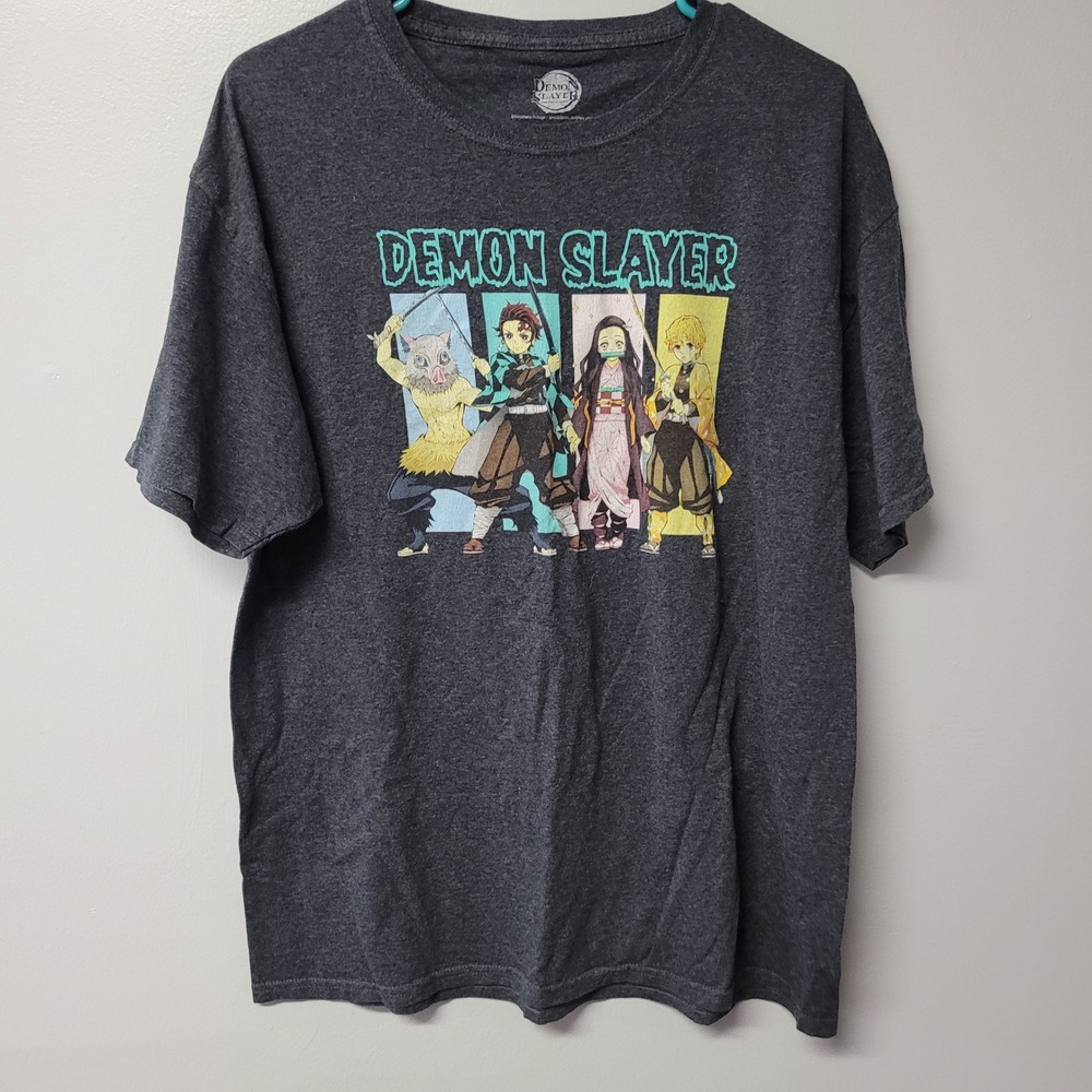 Demon Slayer Kimetsu no Yaiba‎ Graphic T Shirt Anime Manga Charcoal Gray Size L